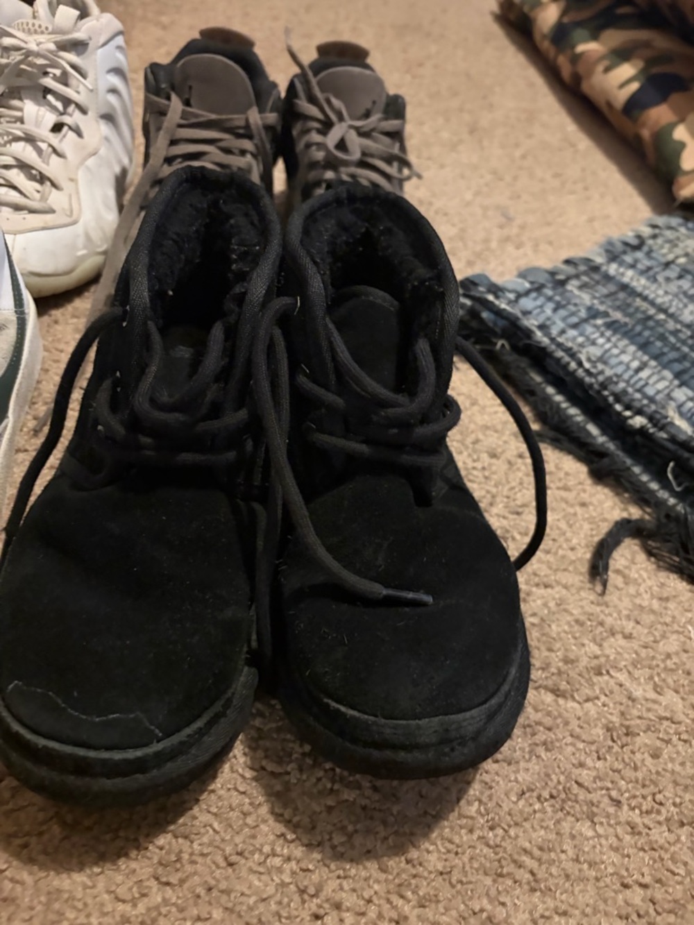 UGG Kids Black Suede Lace-Up Boots
